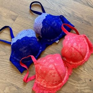 2 VS Dream Angels Lined Demi bras in lace